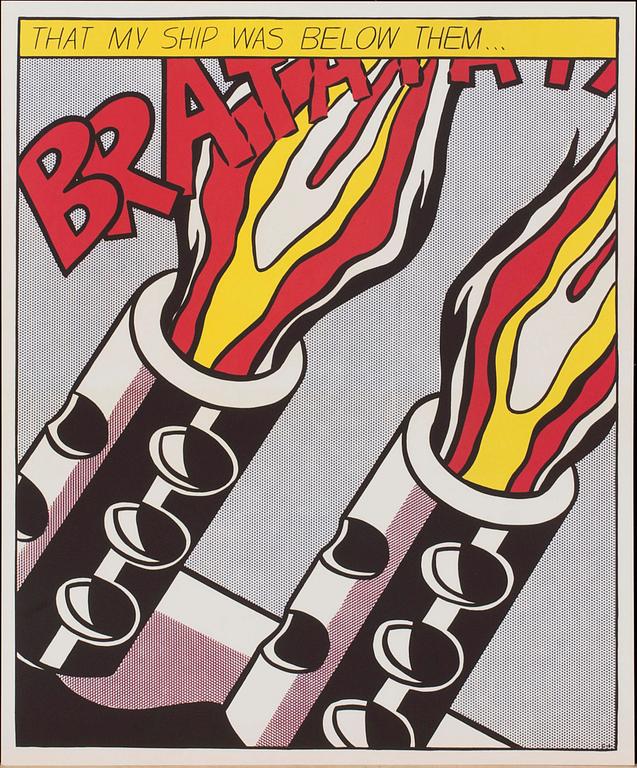 ROY LICHTENSTEIN, efter, färgserigrafi, triptyk, edition av Stedelijk Museum Amsterdam, utgiven efter 1966.