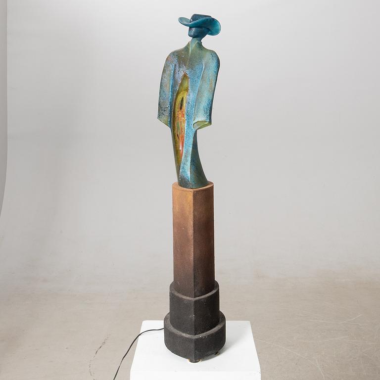 Kjell Engman, "Man in Trenchcoat", unique sculpture, from the series "Catwalk", cast glass, Kosta Boda.