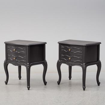 BEDSIDE TABLES, a pair, rococo-style, second half of the 20th century.