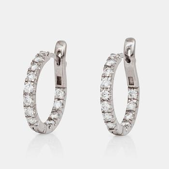 A pair of brilliant-cut diamond hoop earrings. Total carat weight circa 1.50 cts.