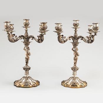 A  1950/60's pair of silver (800) candelabras by Valle & Gandini, Firenze, Italy.