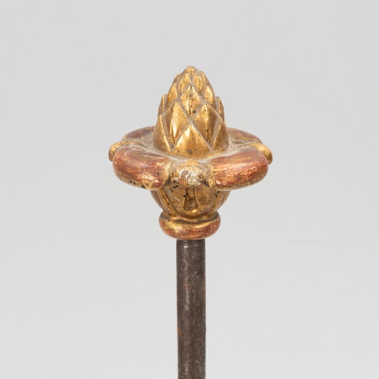 Brasskärm med fotpall, omkring 1900.