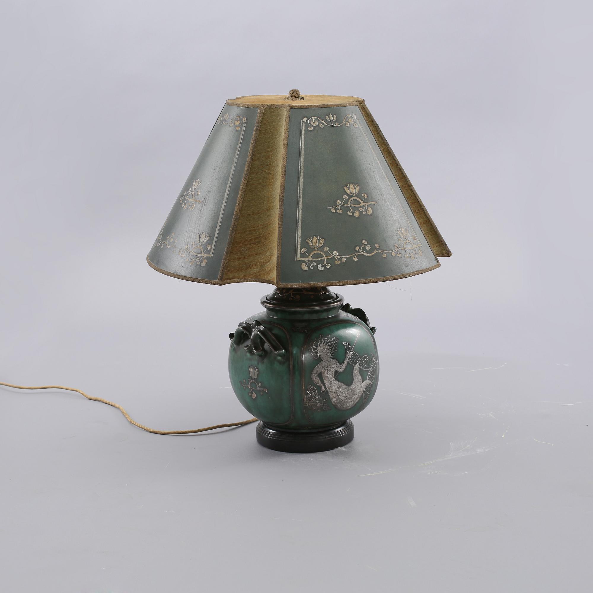 BORDSLAMPA, stengods, troligen "Argenta", Wilhelm Kåge, Gustavsberg, omkring 1900-talets mitt.