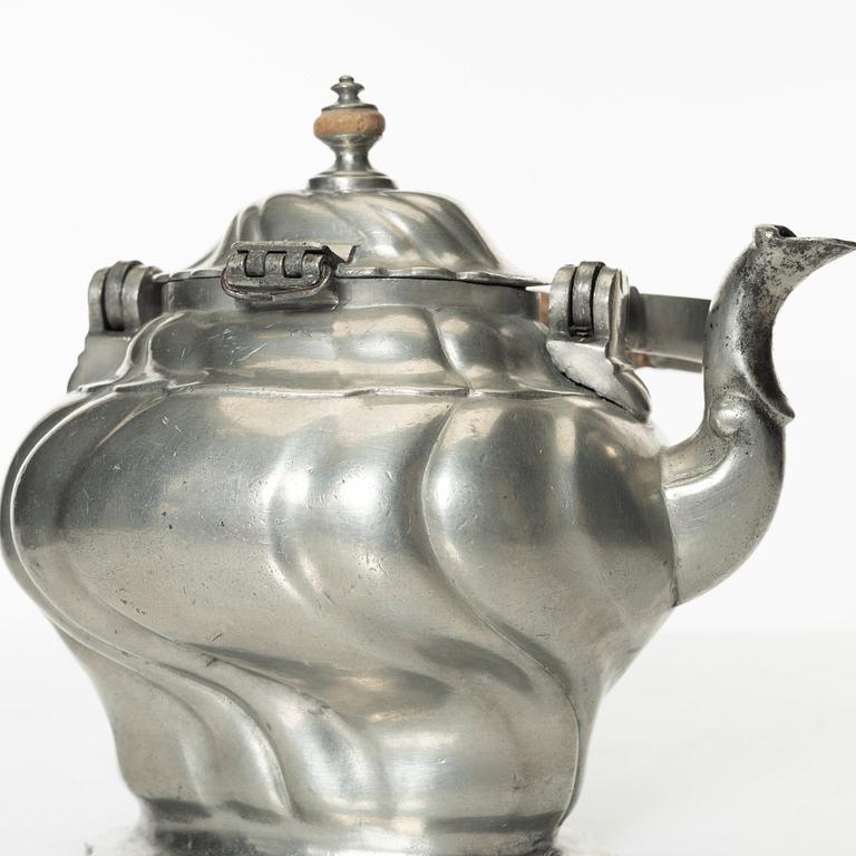 A Rococo pewter teapotby P J Mattsson 1808.