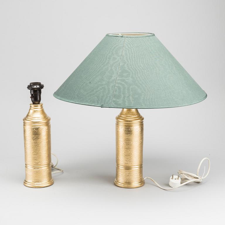 A PAIR OF TABLE LAMPS, stone ware. Bitossi Italy, Bergboms Sweden.