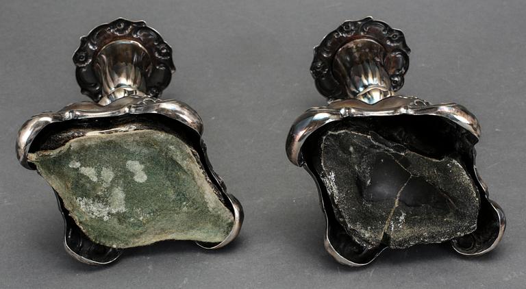 LJUSSTAKAR, ett par, silver, C.G Hallberg, Stockholm 1956.