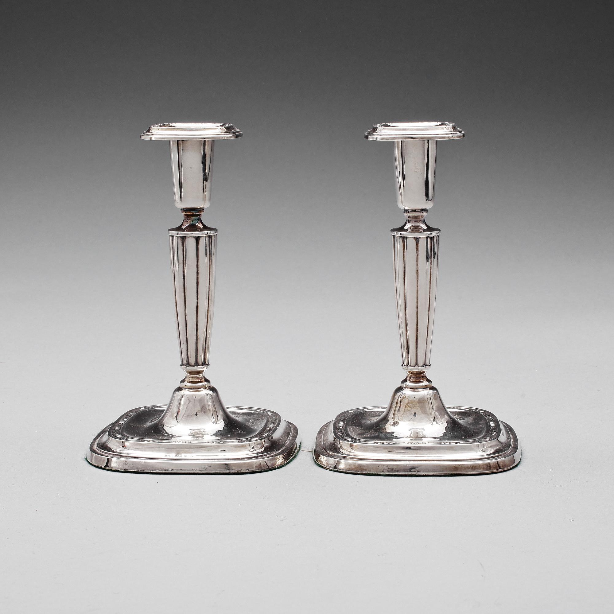 LJUSSTAKAR, ett par, silver, C G Hallberg, Stockholm, 1956, vikt ca 450g.