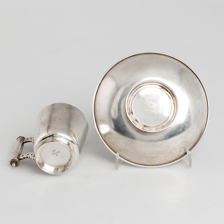 ALEKSANDER BENEDIKTOVICH LJUBAVIN, KAFFEKOPP MED FAT, Silver, S:t Petersburg, Ryssland, sekelskifte 1899-1908.