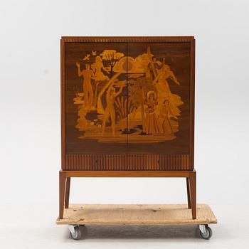 Erik Matsson, a Swedish modern marquetry cupboard, 'The season', HC Möbler AB Harry Carlsson, 1942.