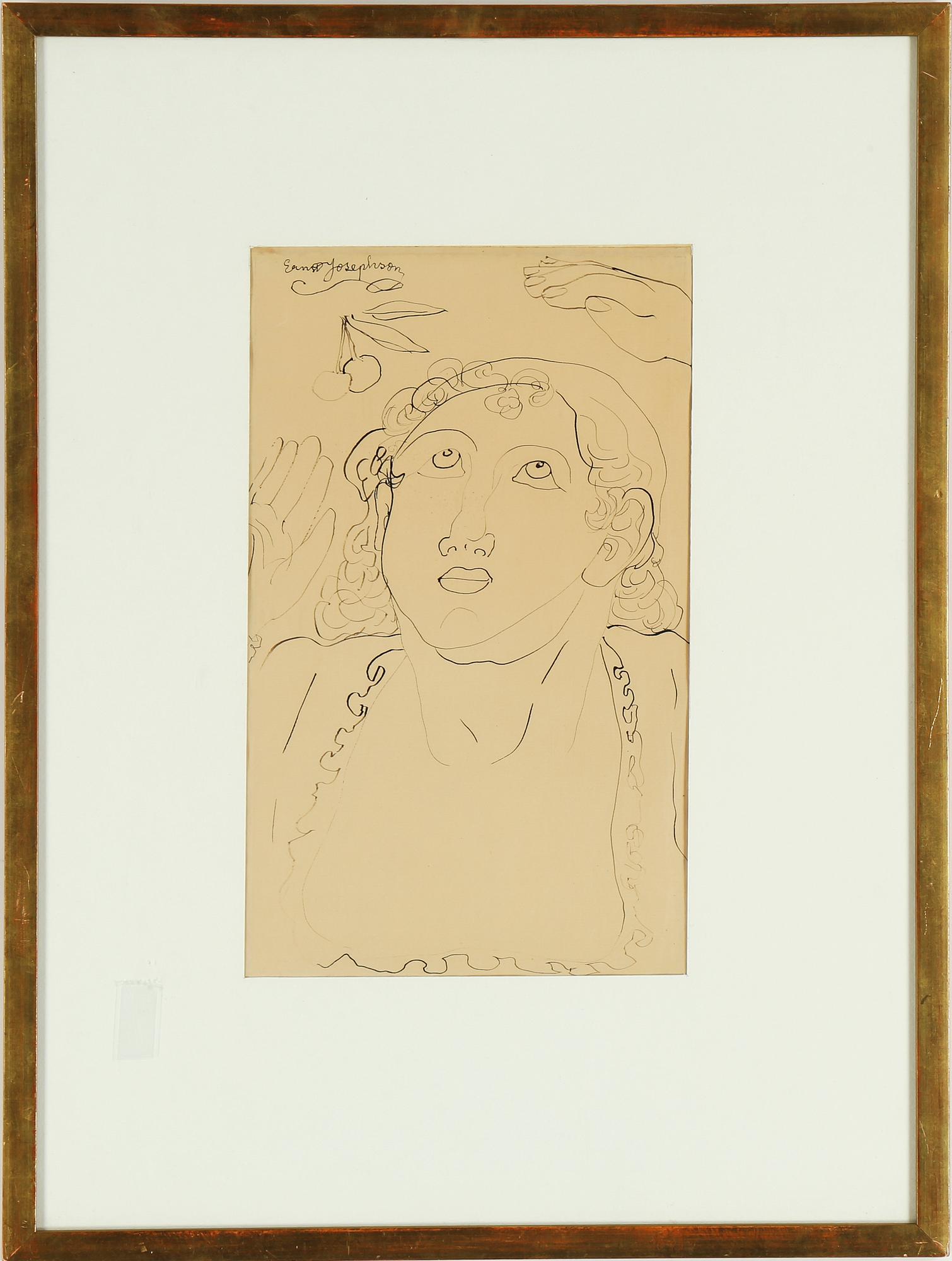 ERNST JOSEPHSON, tuschteckning, signerad.