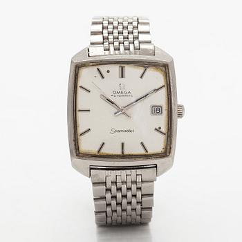 Omega Seamaster, rannekello, 33 x 33 mm, teräs, automaattinen, pleksilasi, noin 1970.