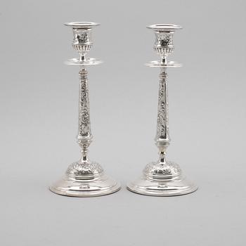 LJUSSTAKAR, 1 par, silver, CAN, Malmö 1884.