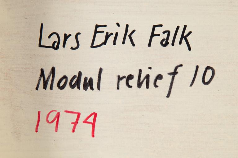 Lars-Erik Falk, wall relief, signed and dated 1974 verso.