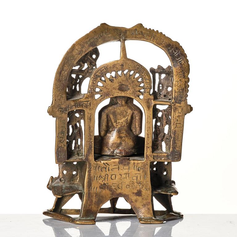 A Jain copper alloy shrine, India, 14th-17th century.