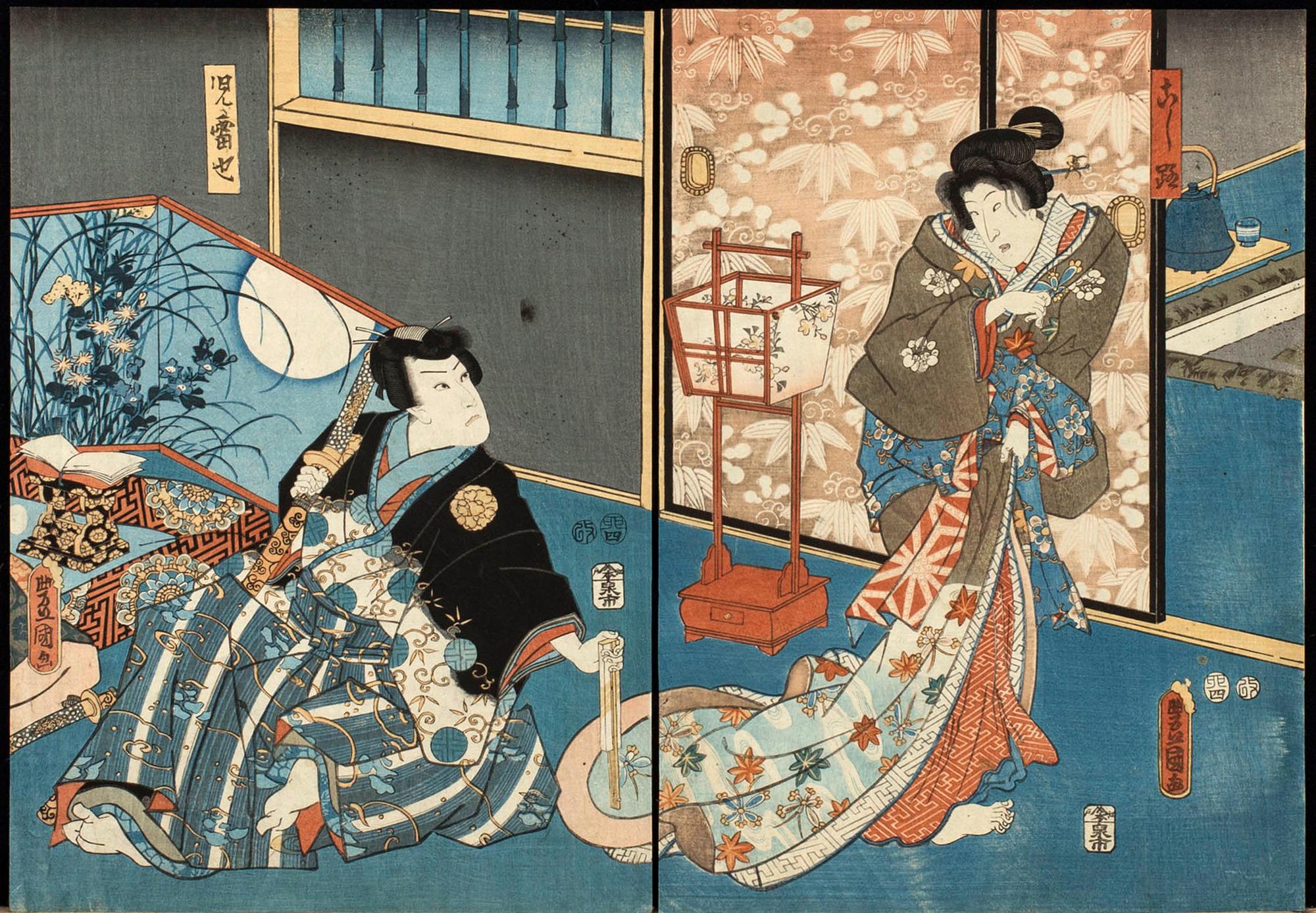 JAPANSKA TRÄSNITT 4 st diptyker.