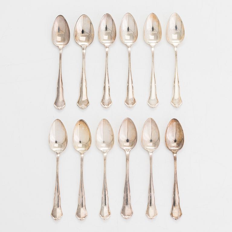 A 74-piece silver cutlery set, 'Chippendale', Kultakeskus, Hämeenlinna 1940-72.