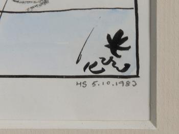 KARI SUOMALAINEN, piirros, sekatekniikka, signeerattu ja päivätty.