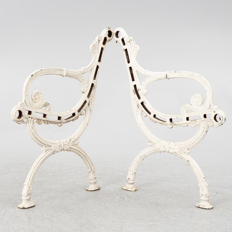 Ends for a garden bench, Norrahammar, 20th century.
