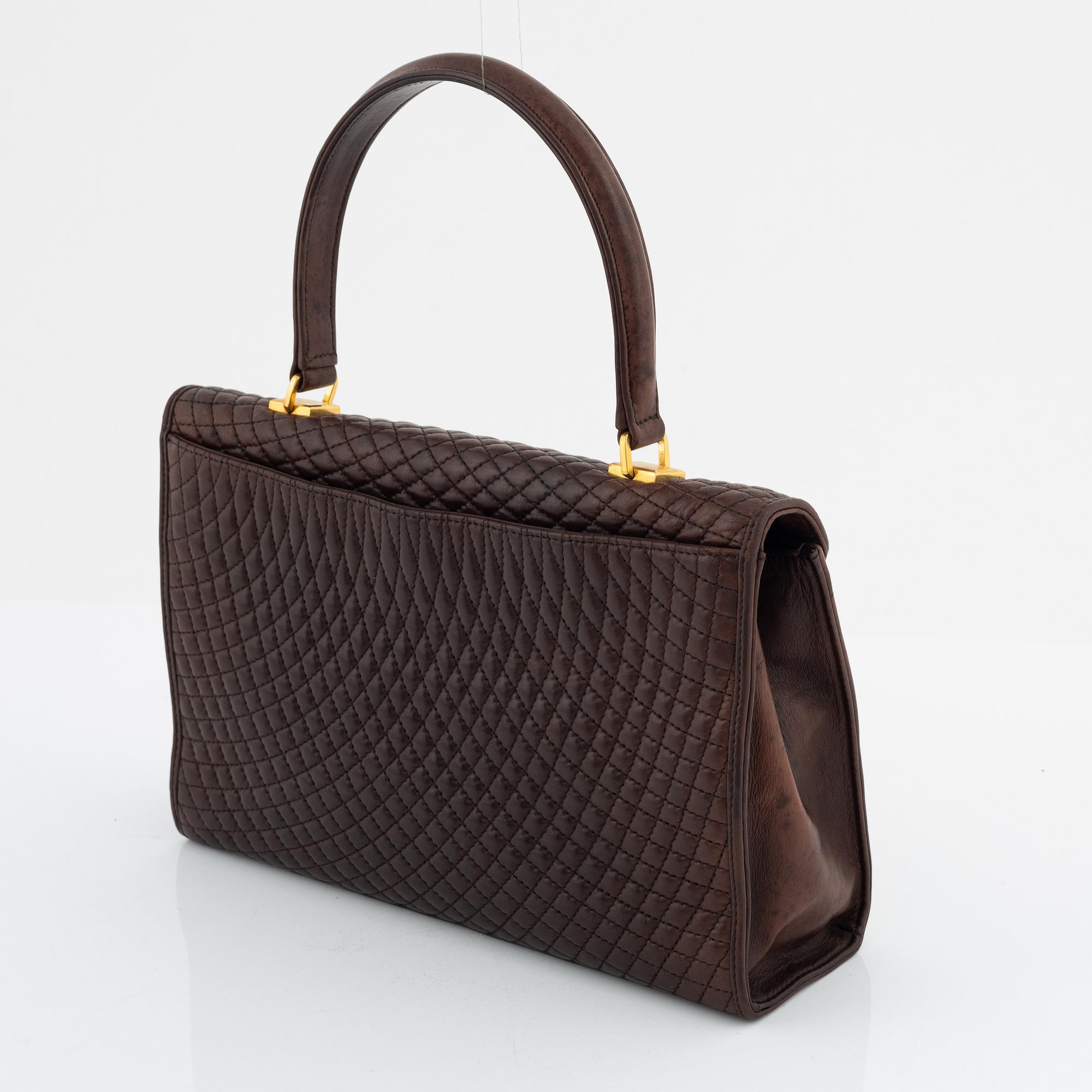Bally, a brown leather bag.