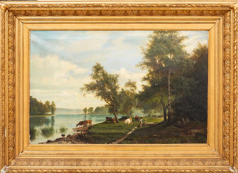 Axel Leopold Wiberg, after, Landscape with cowherd.