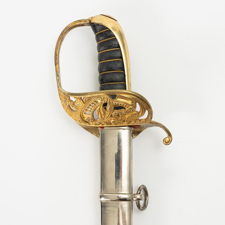 Sabel, svensk, m/1859 för infanteriofficer, med balja.