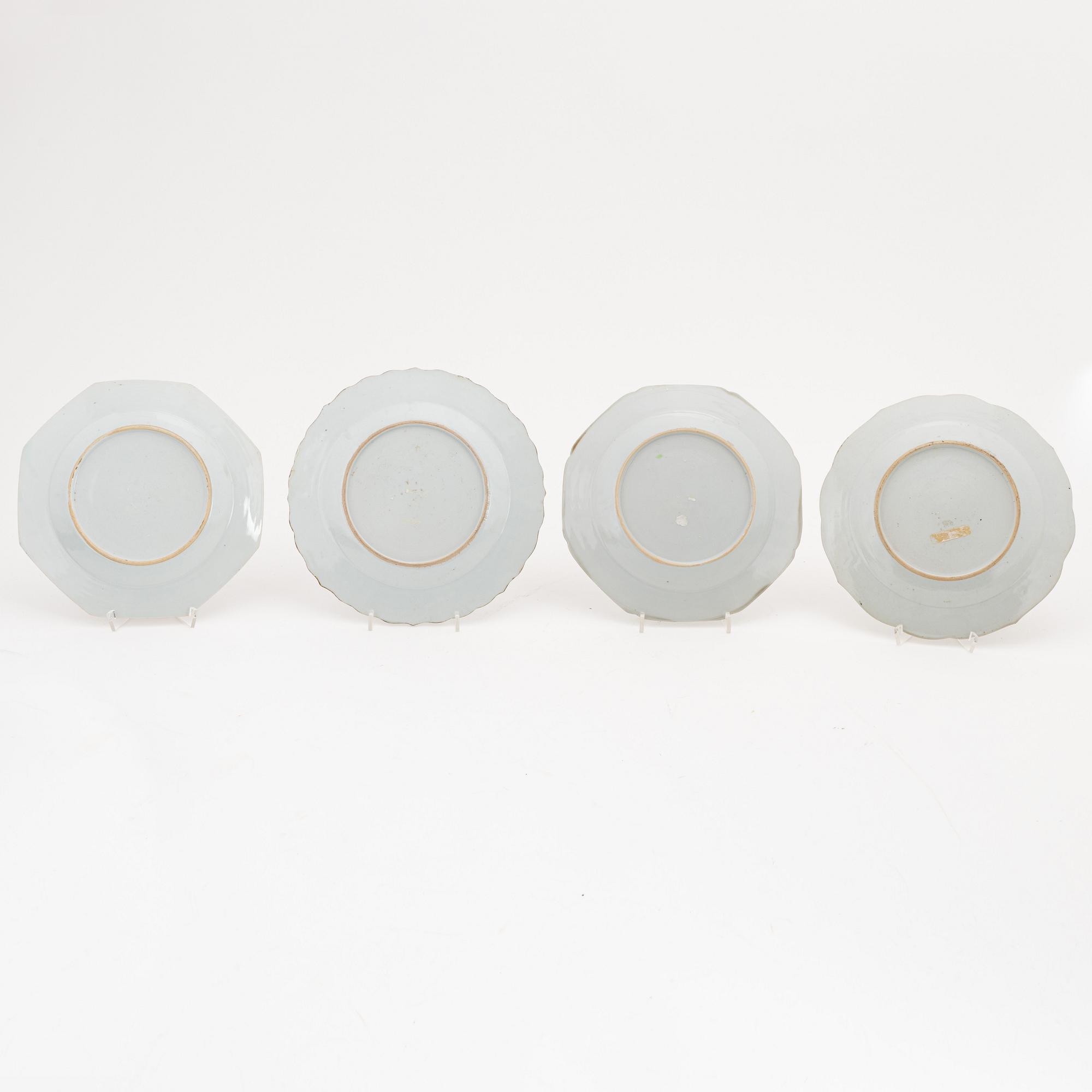 A group of eight famille rose plates, Qing dynasty, Qianlong (1736-95).
