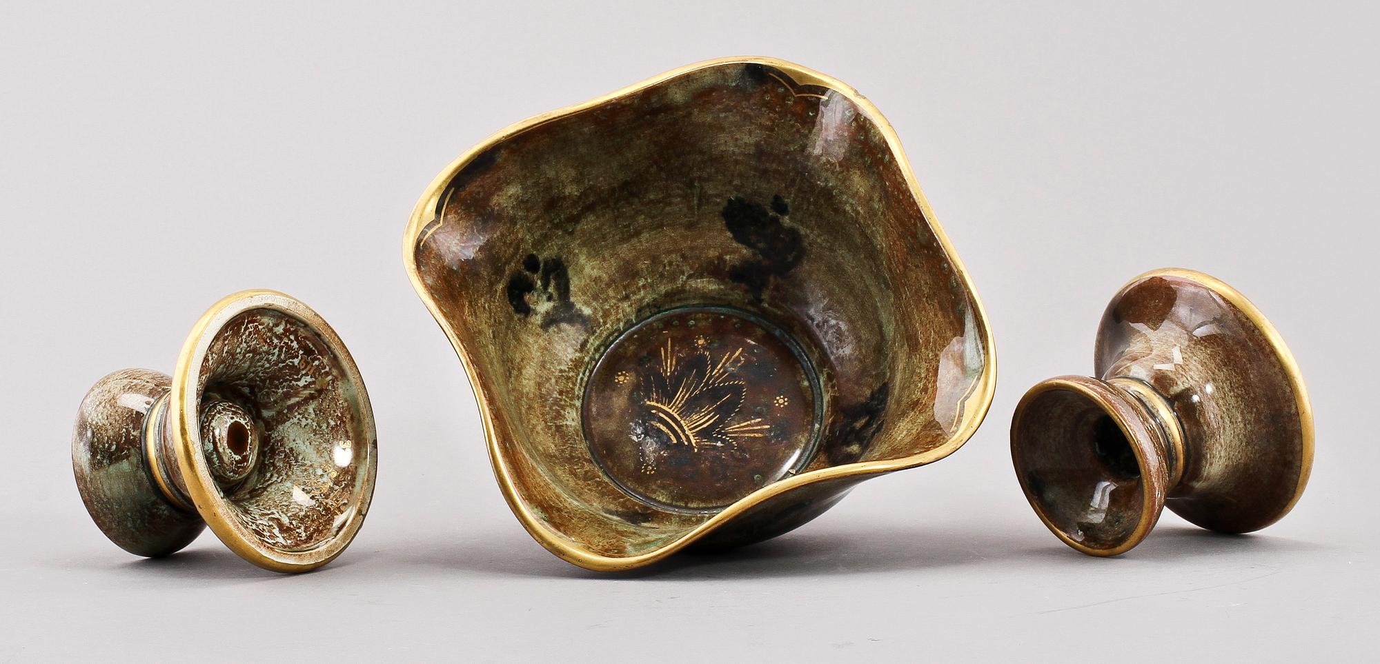 PARTI FLINTGODS, 13 delar, Josef Ekberg, Gustavsberg.