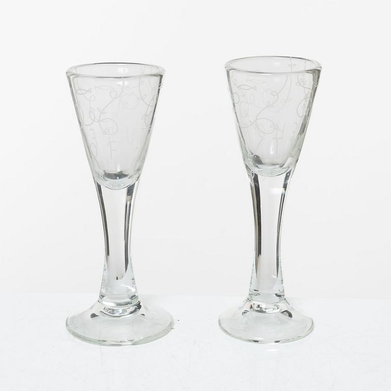 Jonas Bohlin, shot glasses, a pair, "One glass", Reijmyre, 1997.