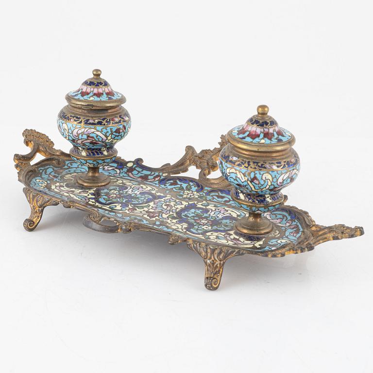 A Rococo-style cloisonné desk stand, early 20th century.