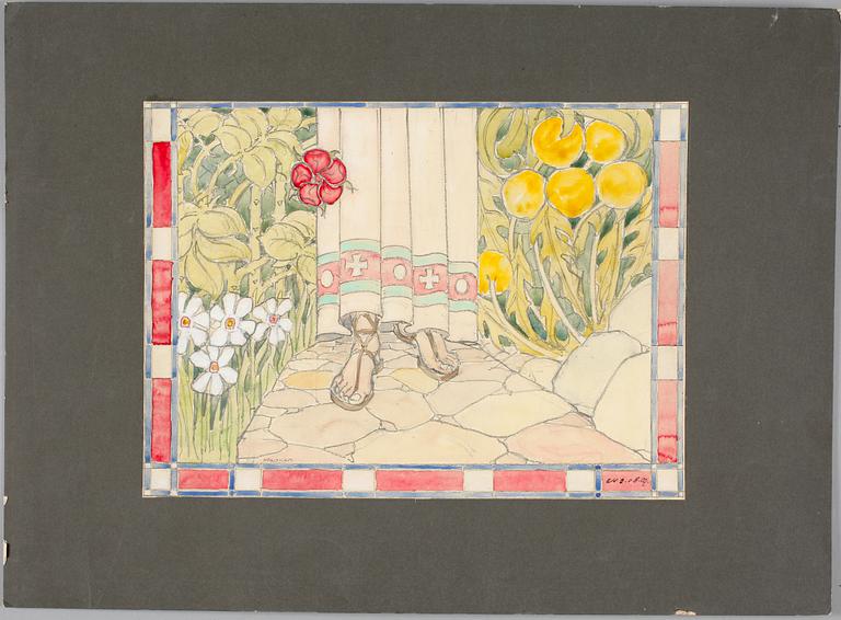 HARALD FALKMAN, ARKITEKTURRITNINGAR, ca 20 st samt, AKADEMITECKNINGAR, 4 ST, sign, dat tidigt 1900-tal.