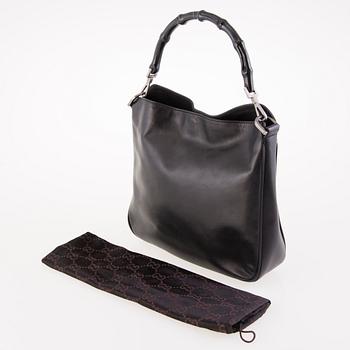 GUCCI Black Leather Bamboo Bag.