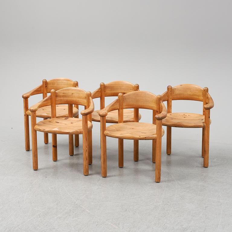 A group of five pine chairs, , Rainer Daumiller, Denmark, 1960/70s.