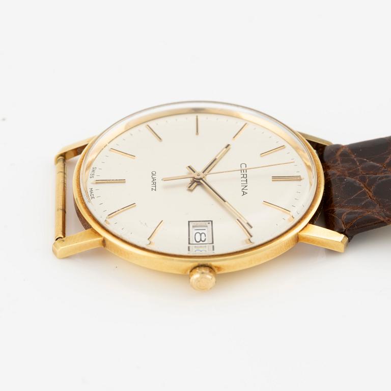 Certina, 18K gold, wristwatch, 33.5 mm.