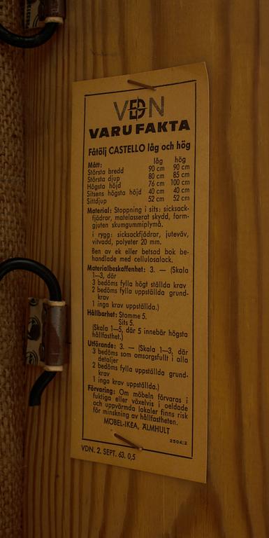 FÅTÖLJ, "Castello", IKEA, 1963.