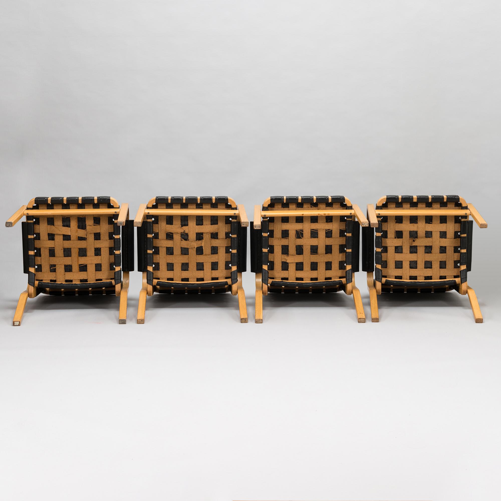 ALVAR AALTO, four late-20th-century '45' armchairs for Artek.