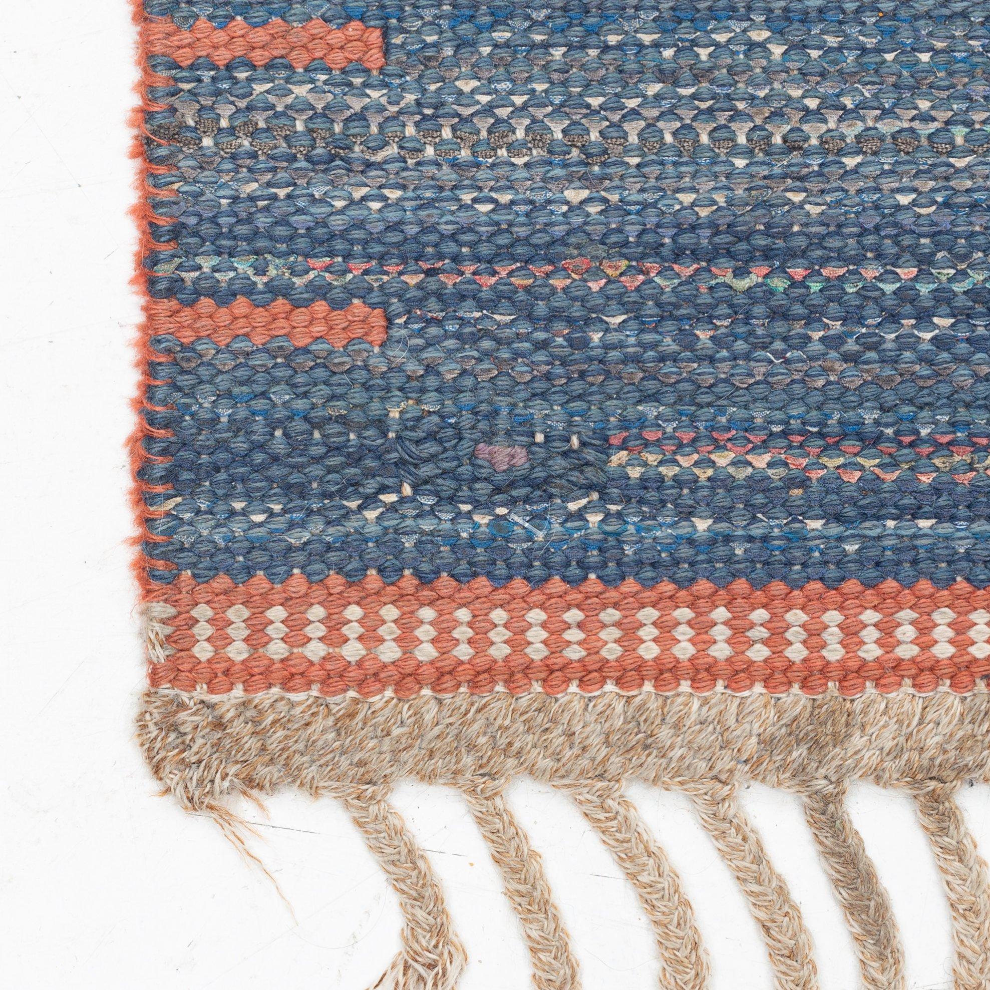Märta Måås-Fjetterström, a rug, "T.matta, blå". Rag rug, flat weave, 193 x 147 cm. Signed AB MMF.
