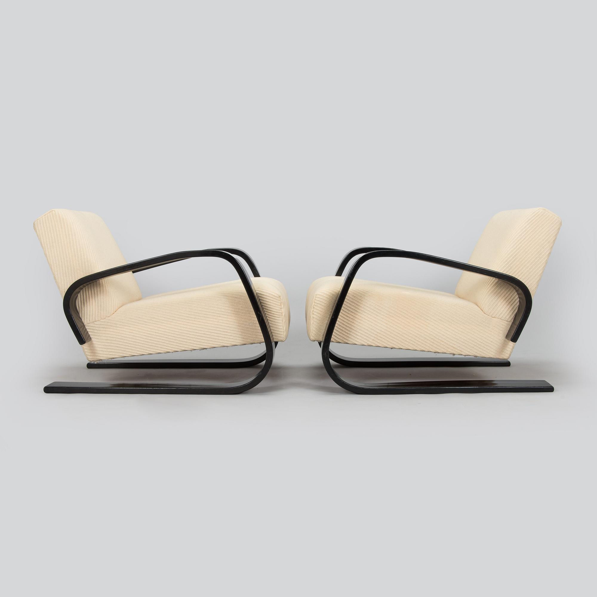 Alvar Aalto, fåtöljer ett par, "Tank chair" modell 400, Artek, 1970-tal.