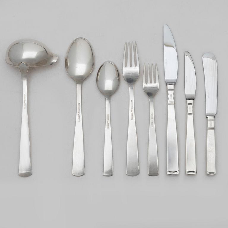 Jacob Ängman, Bestickuppsättning, 75 delar, silver, "Rosenholm", GAB, Eskilstuna, bl a 1978.