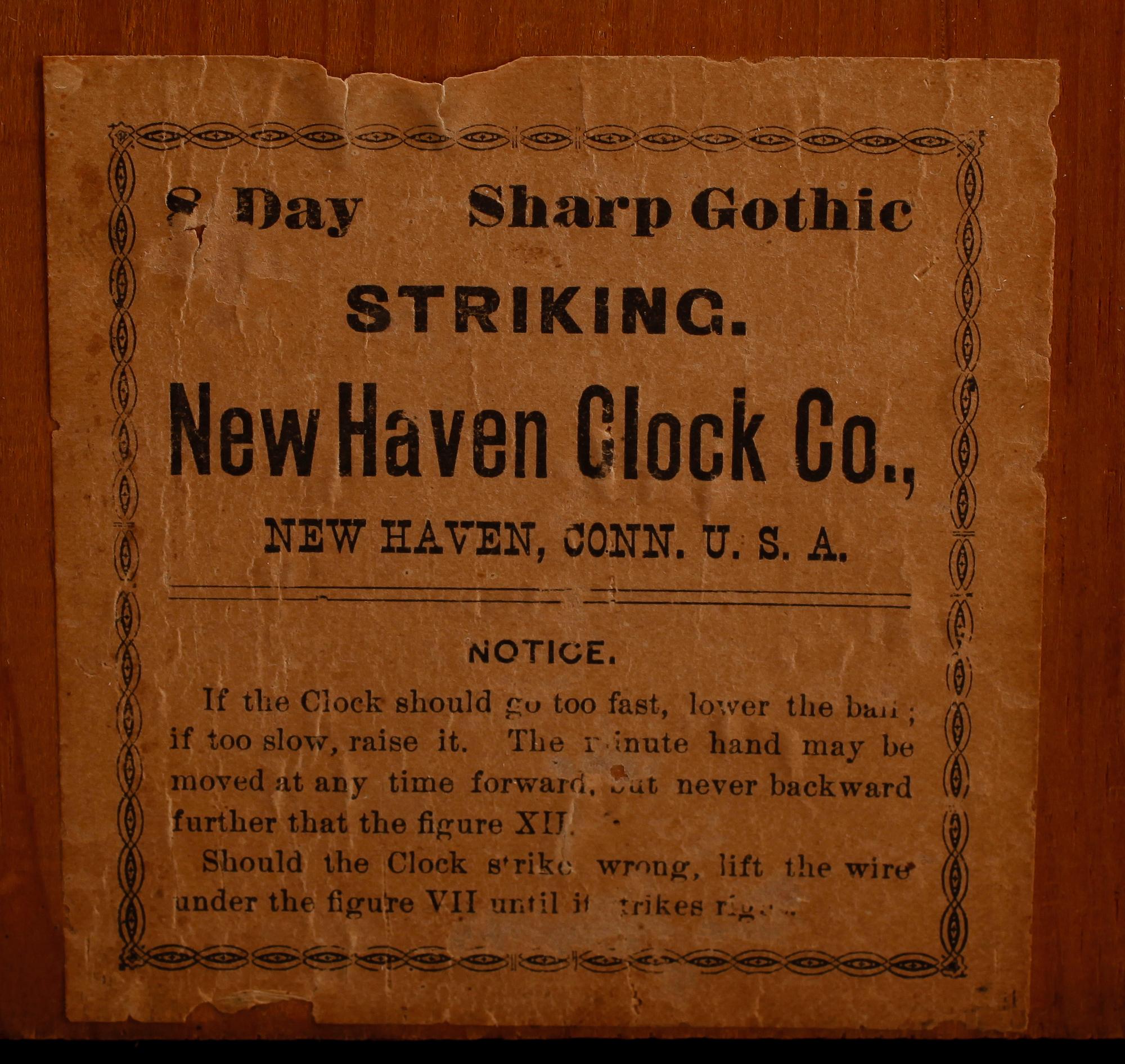 BORDSPENDYL, New Haven Clock Co, USA, sekelskiftet 1900.