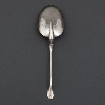 A 17th century silver spoon, unidentified marks.