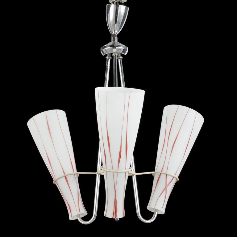 TAKLAMPA, metall, 1950-tal.