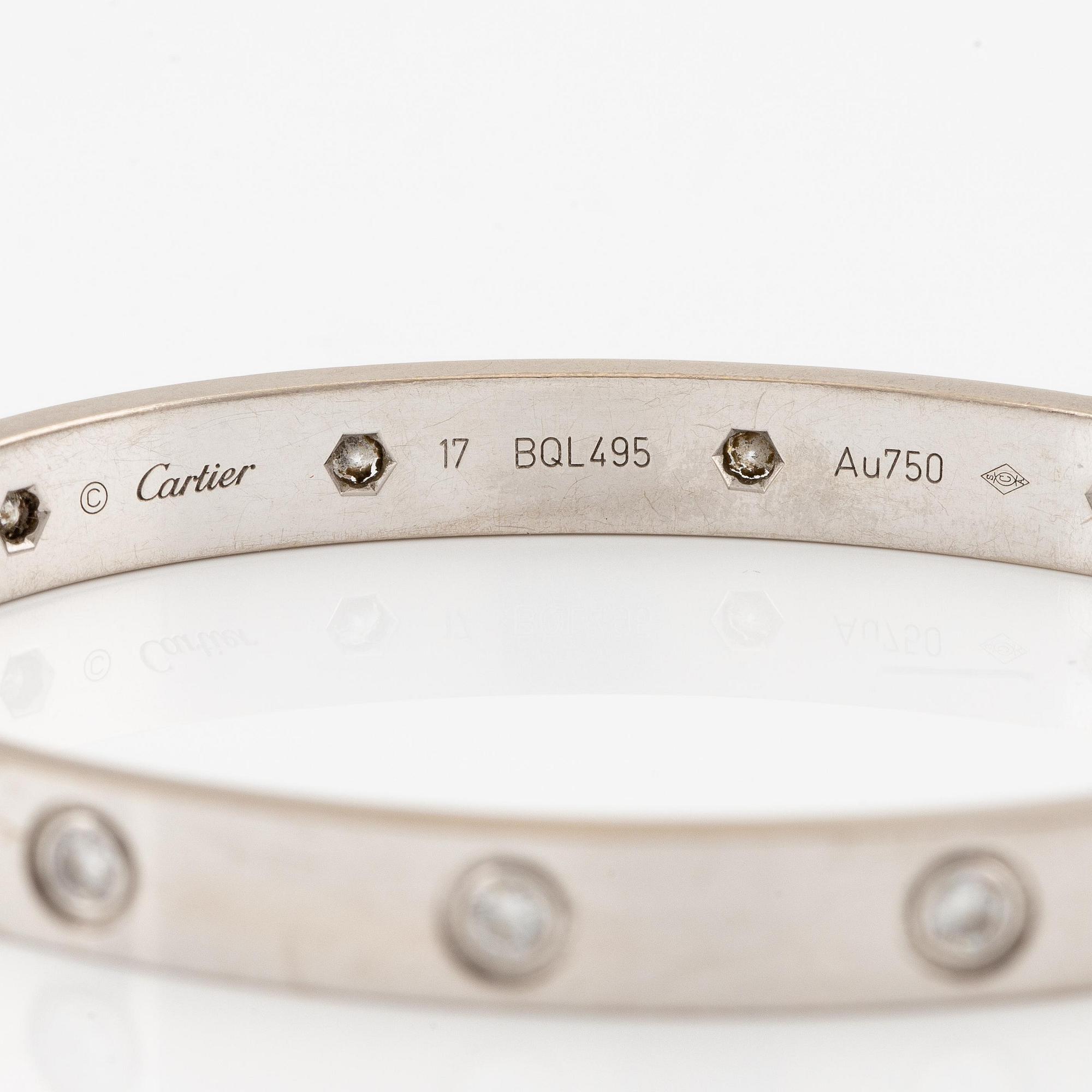 Cartier armband " Love" 18K vitguld med tio runda briljantslipade diamanter.