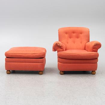 Josef Frank, Armchair with footstool, model 336, Svenskt Tenn.