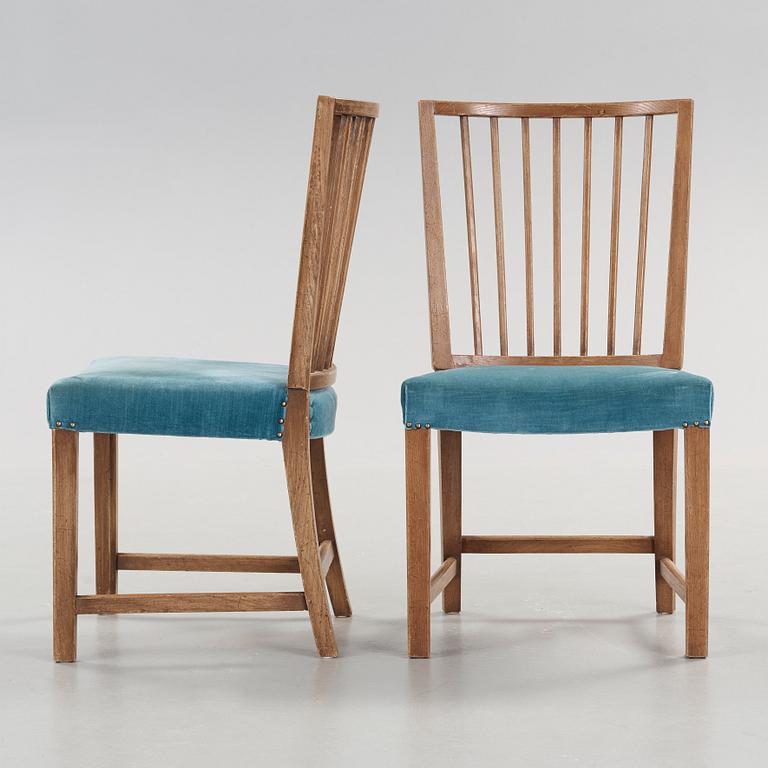 Axel Einar Hjorth, a pair of stained oak chairs, Stockholm 1940's.