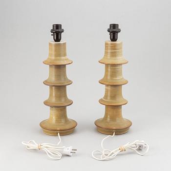 A pair of Höganäs stoneware table lamps, Fagerhults Belysning.