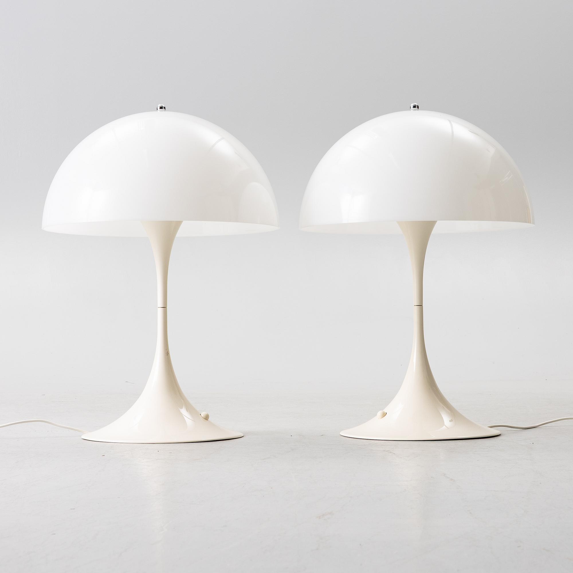 Verner Panton, a pair of 'Panthella' table lamps, Louis Poulsen, Denmark.