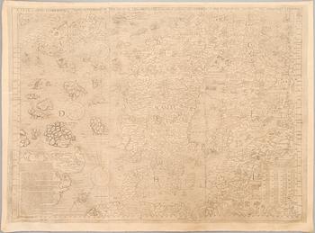 A reproduction of the 1539 Carta Marina by Olaus Magnus, printed in 1949 by Malmö Ljustryckanstalt, Sweden.