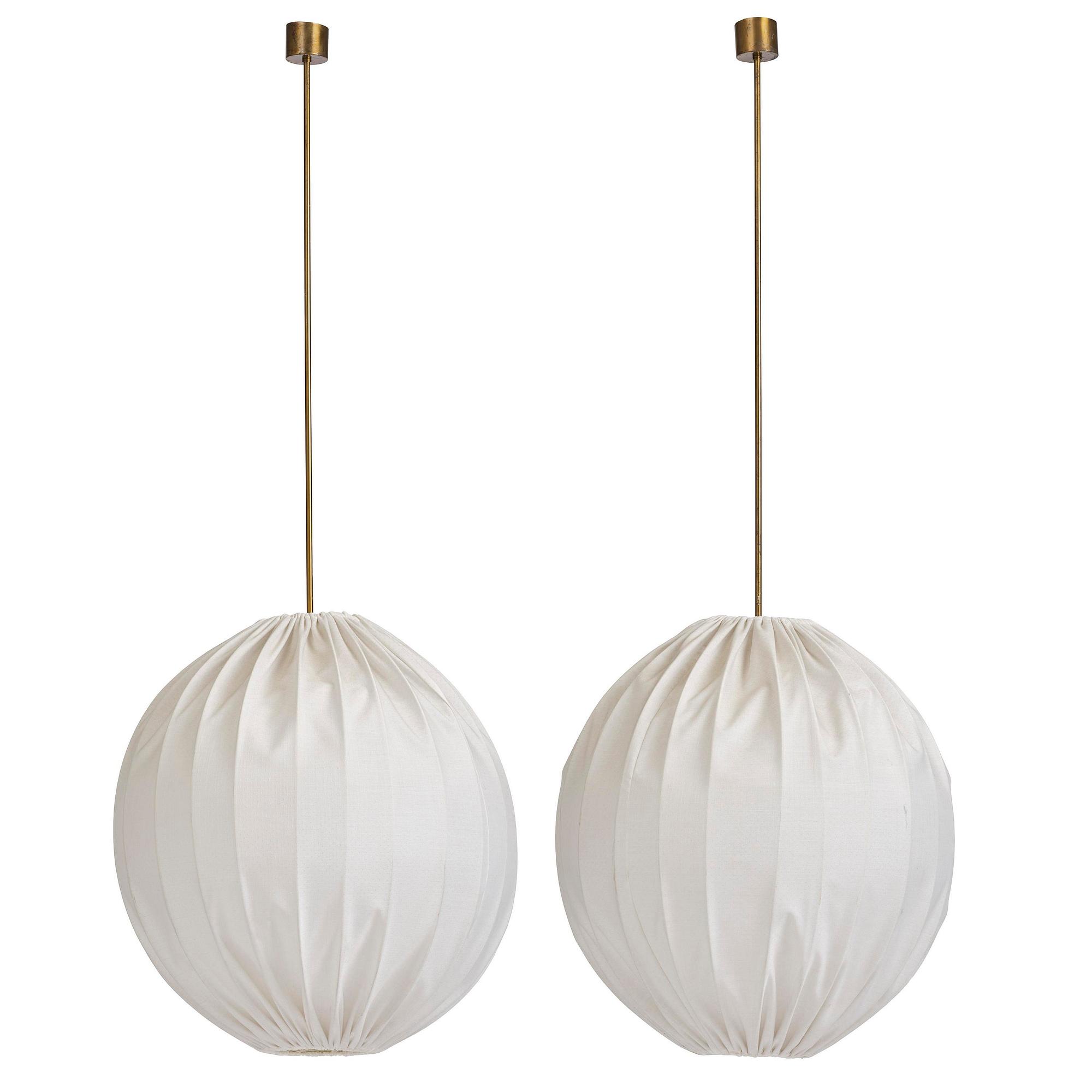 Bertil Brisborg, attributed to, an imposing pair of ceiling lamps, Nordiska Kompaniet, ca. 1957-60.