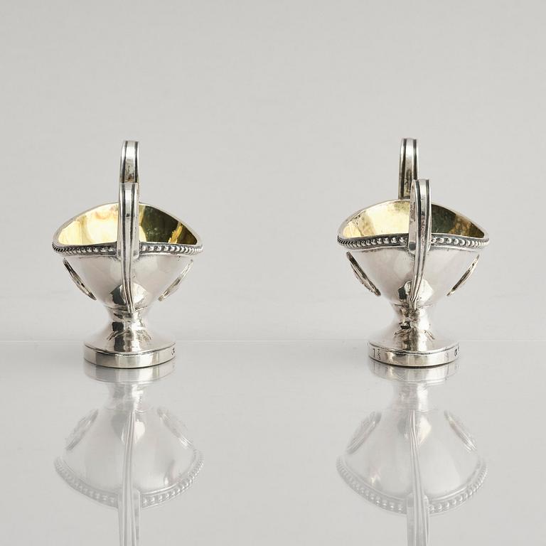 A Swedish pair of 18th century parcel-gilt silver salt-cellars, marks of Petter Eneroth, Stockholm 1785.