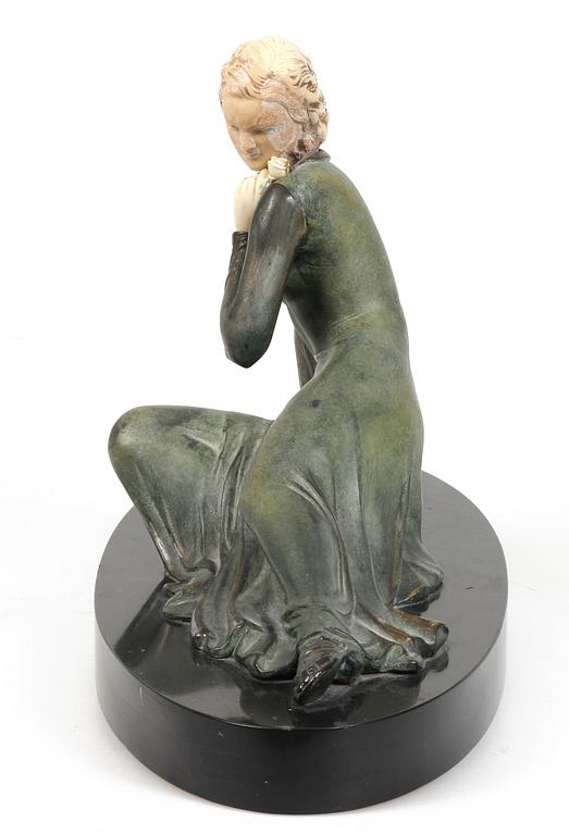 OKÄND KONSTNÄR, skulptur, art deco, 1900-talets första kvartal, sign på sockel "MENNEVILLE".